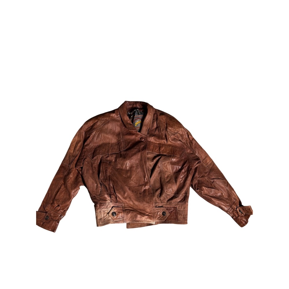 Adventure Bound Originals Mens Brown Leather Bomber Jacket Vintage Paisley Lined